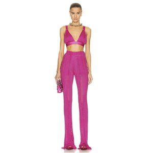 Raisa Vanessa Knit V Neck Top Fuchsia Pink Crop